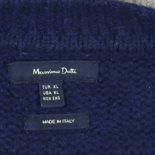 Massimo Dutti Women Beige Navy Striped Wool Blend Pullover Jumper Size 16
