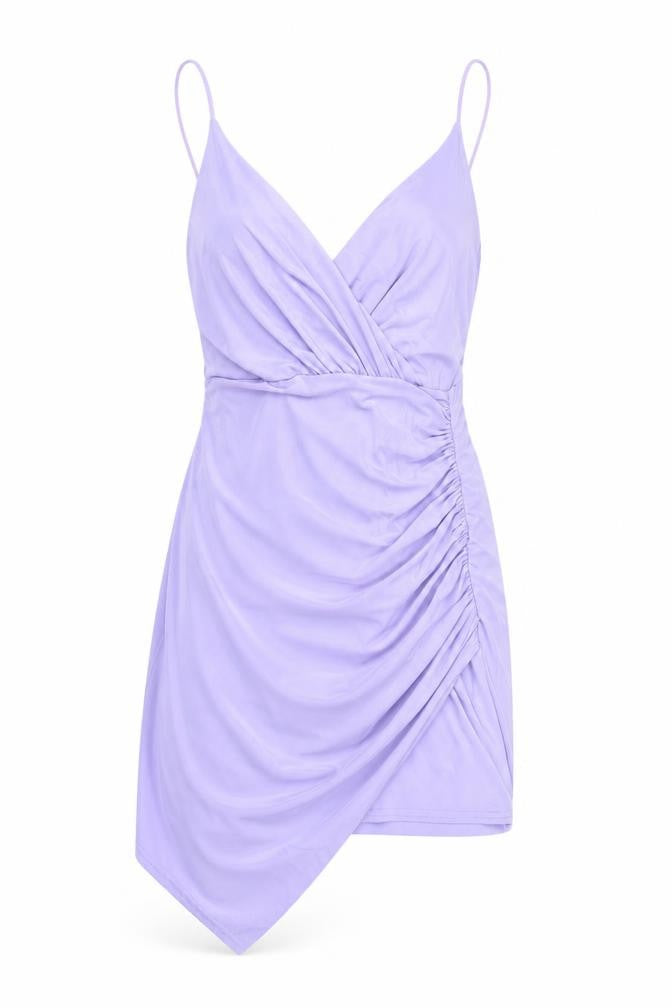 Missguided Womens Purple Size 8 Wrap Ruched Mini Dress