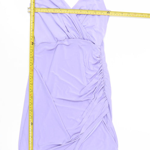 Missguided Womens Purple Size 8 Wrap Ruched Mini Dress
