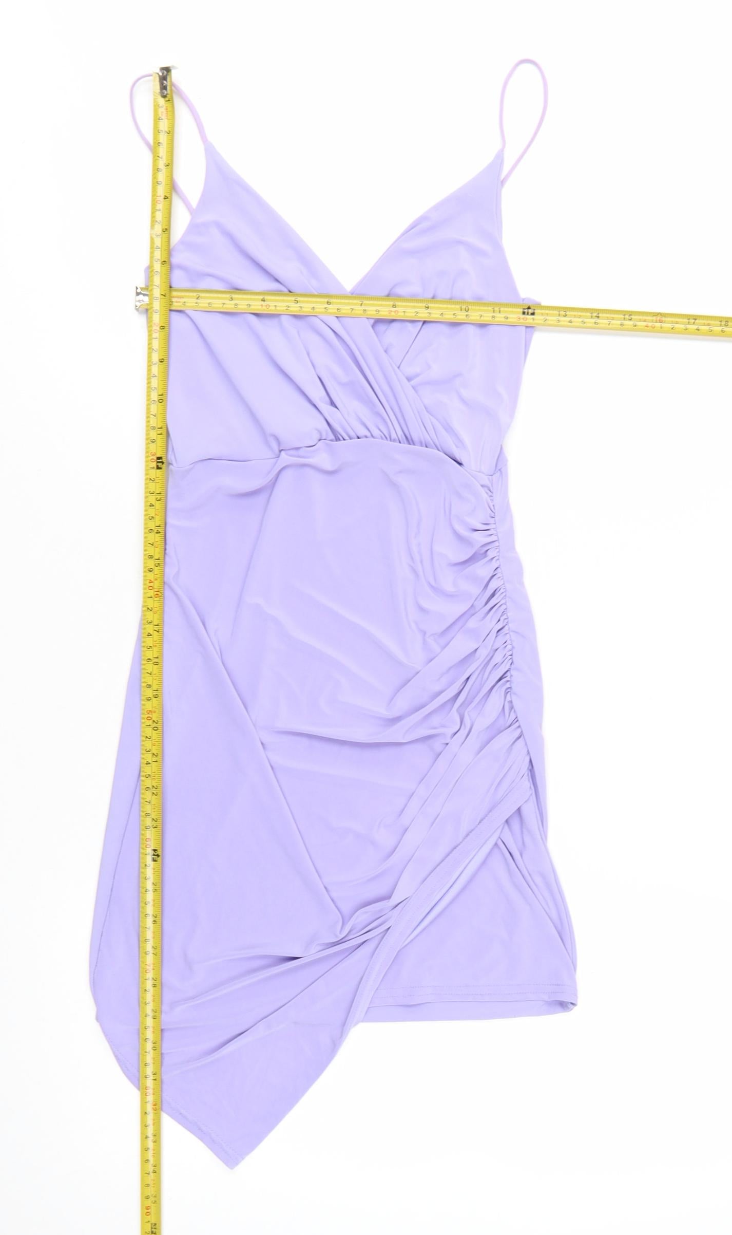 Missguided Womens Purple Size 8 Wrap Ruched Mini Dress