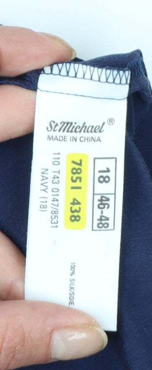 Marks and Spencer Women’s Blue Silk Sleeveless Blouse Size 18
