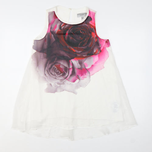 Coast Womens Multicoloured Floral Chiffon Tunic Top UK 6 Sleeveless