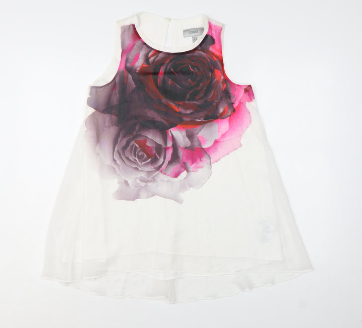 Coast Womens Multicoloured Floral Chiffon Tunic Top UK 6 Sleeveless