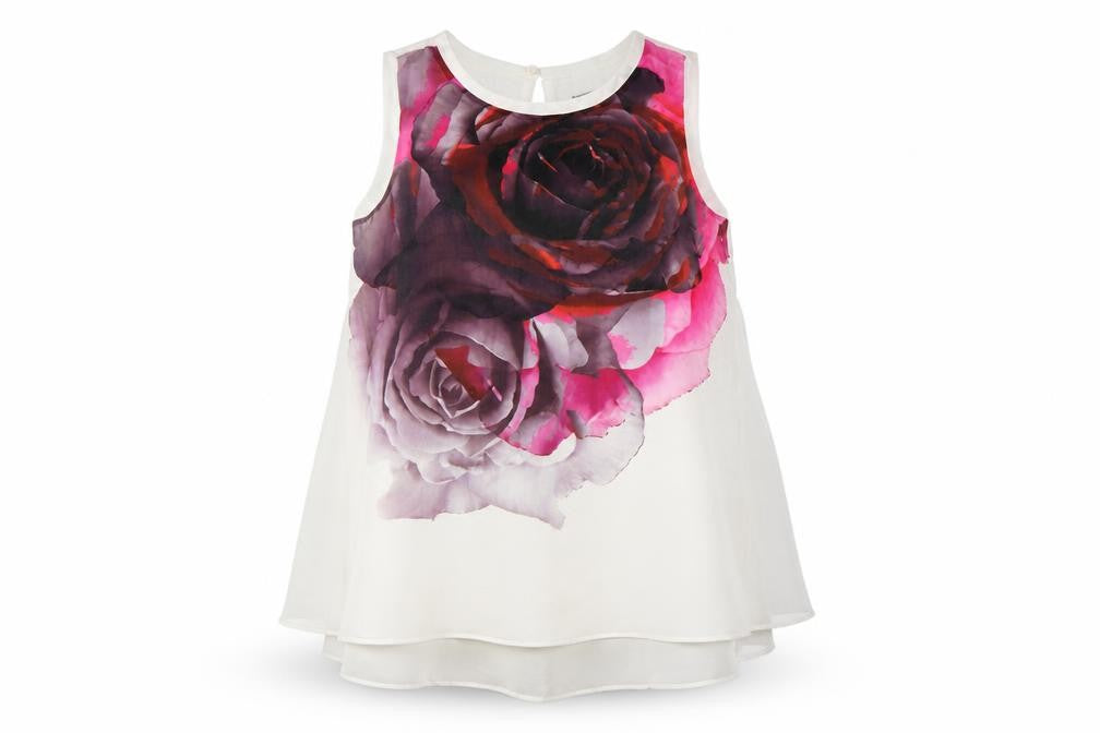 Coast Womens Multicoloured Floral Chiffon Tunic Top UK 6 Sleeveless