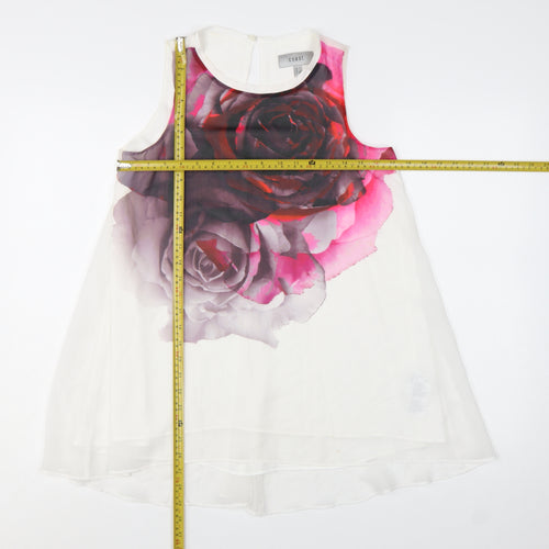 Coast Womens Multicoloured Floral Chiffon Tunic Top UK 6 Sleeveless