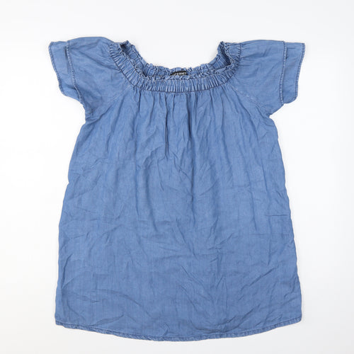Peacocks Maternity Blue Lyocell Tunic Blouse Size 12