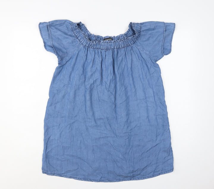 Peacocks Maternity Blue Lyocell Tunic Blouse Size 12