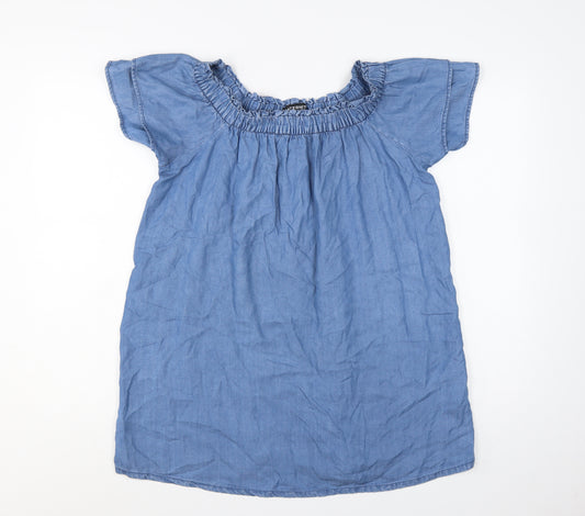 Peacocks Maternity Blue Lyocell Tunic Blouse Size 12