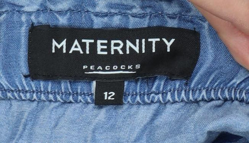 Peacocks Maternity Blue Lyocell Tunic Blouse Size 12