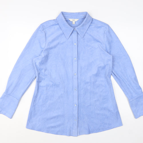 Marks and Spencer Women’s Blue Long Sleeve Button-Up Shirt Size 14