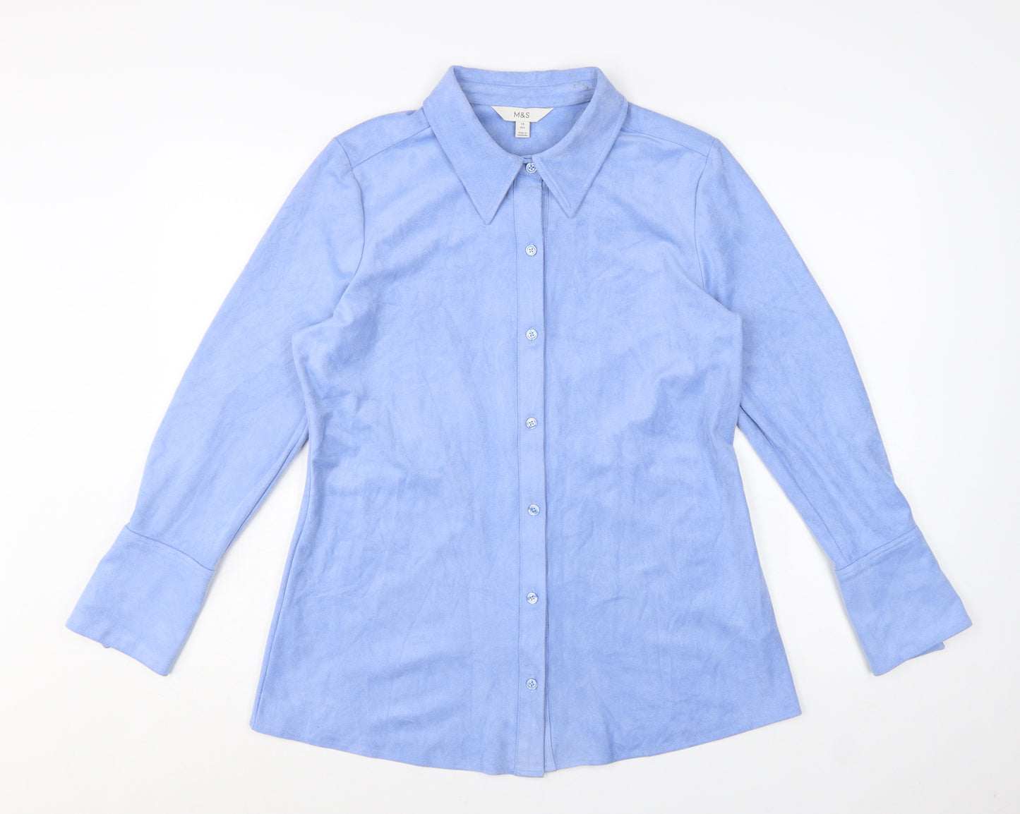 Marks and Spencer Women’s Blue Long Sleeve Button-Up Shirt Size 14