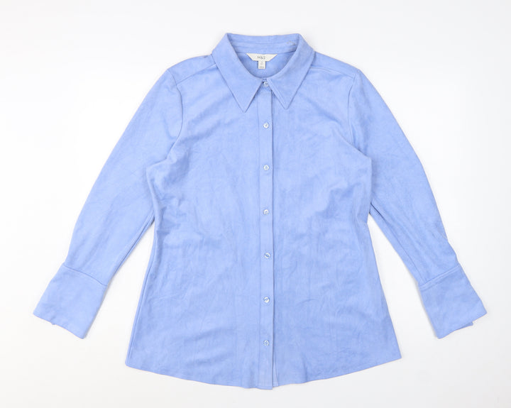 Marks and Spencer Women’s Blue Long Sleeve Button-Up Shirt Size 14