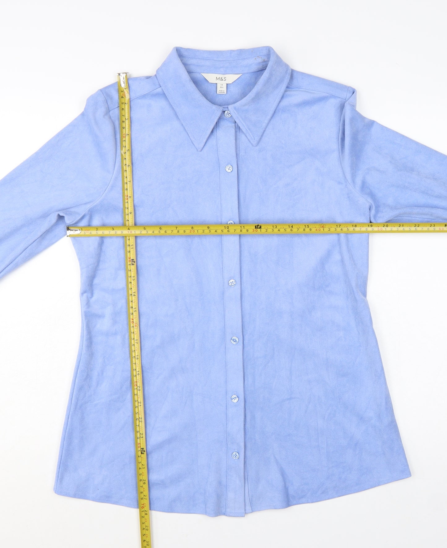 Marks and Spencer Women’s Blue Long Sleeve Button-Up Shirt Size 14