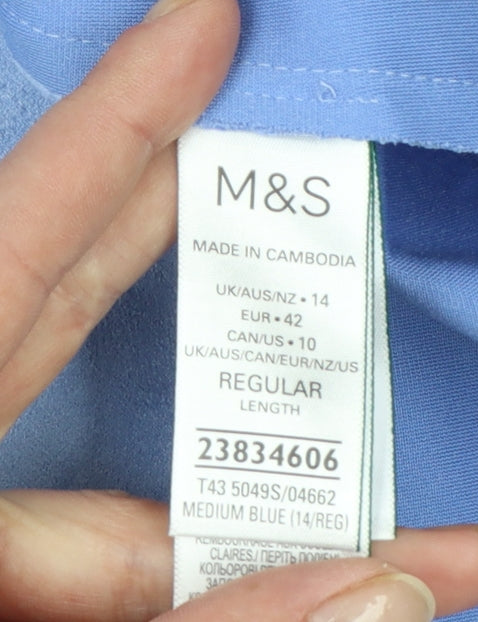Marks and Spencer Women’s Blue Long Sleeve Button-Up Shirt Size 14