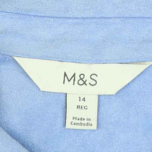 Marks and Spencer Women’s Blue Long Sleeve Button-Up Shirt Size 14