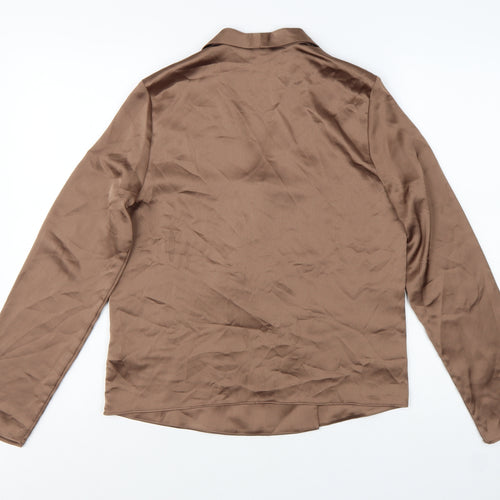 Marks and Spencer Women Brown Wrap Blouse Size 8 Long Sleeve