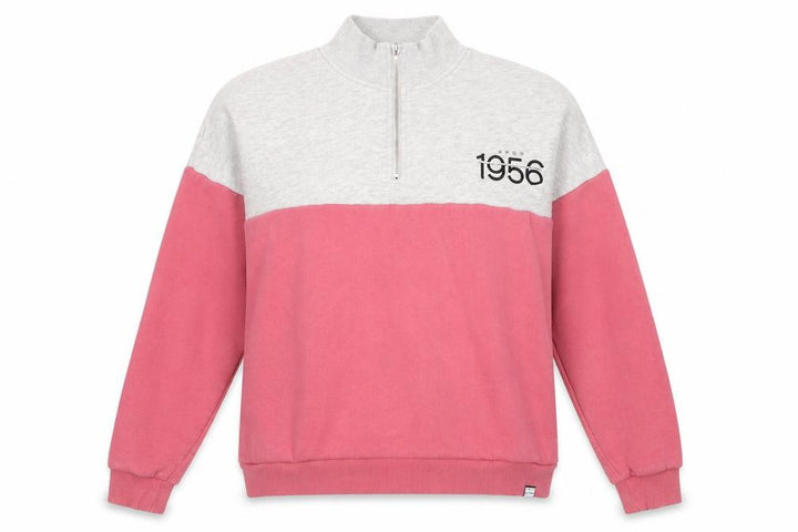 Superdry Women Grey Pink 1/4 Zip Sweatshirt Size 8 Cotton Blend