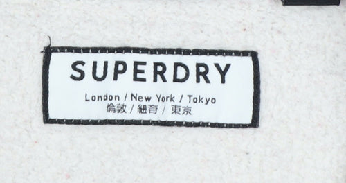 Superdry Women Grey Pink 1/4 Zip Sweatshirt Size 8 Cotton Blend
