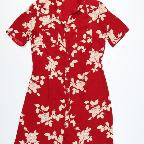 Marks and Spencer Women Red Floral Shirt Dress Size 14
