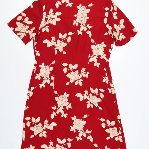 Marks and Spencer Women Red Floral Shirt Dress Size 14
