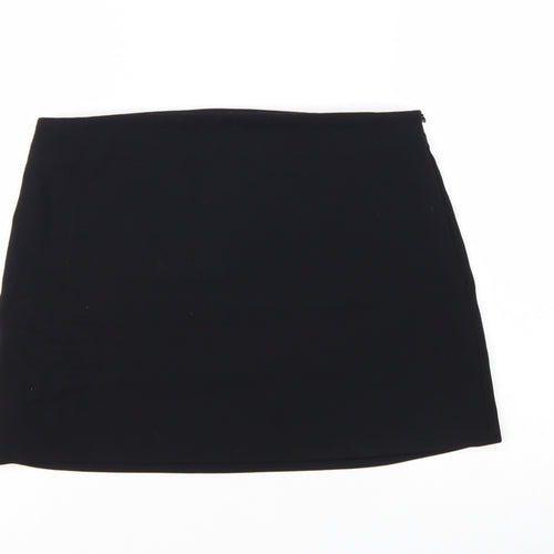 Zara Women Black L Short Pencil Skirt Polyester Twill Workwear