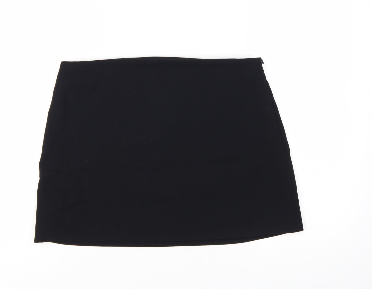 Zara Women Black L Short Pencil Skirt Polyester Twill Workwear
