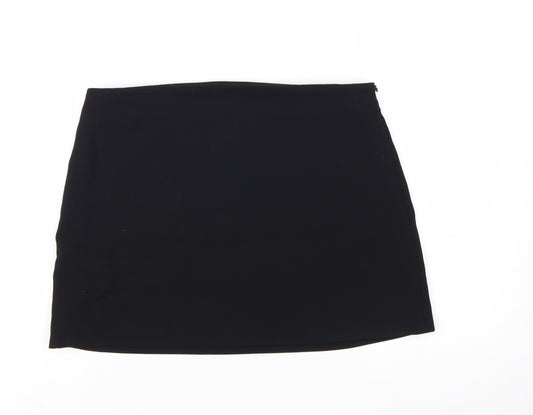 Zara Women Black L Short Pencil Skirt Polyester Twill Workwear