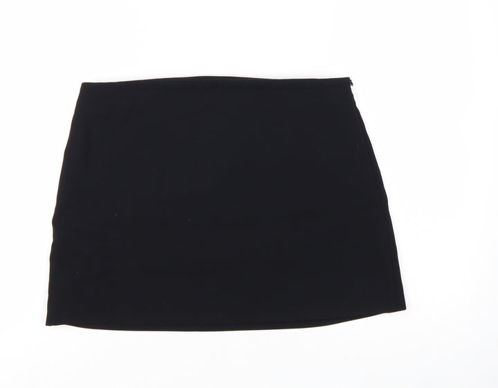 Zara Women Black L Short Pencil Skirt Polyester Twill Workwear
