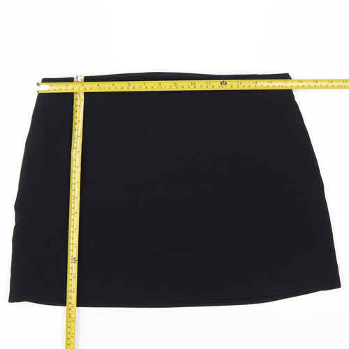 Zara Women Black L Short Pencil Skirt Polyester Twill Workwear