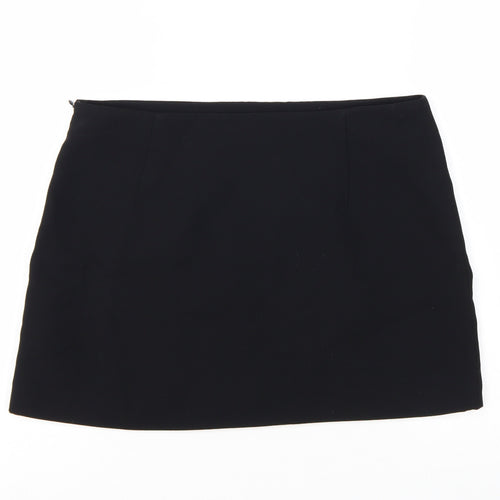 Zara Women Black L Short Pencil Skirt Polyester Twill Workwear