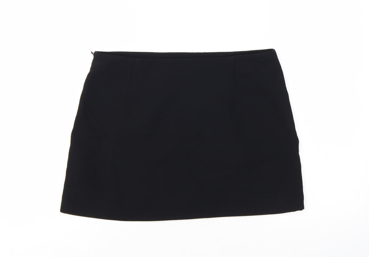 Zara Women Black L Short Pencil Skirt Polyester Twill Workwear