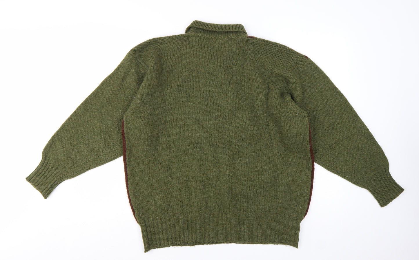 Pringle of Scotland Men's Green Argyle Wool Henley Jumper M