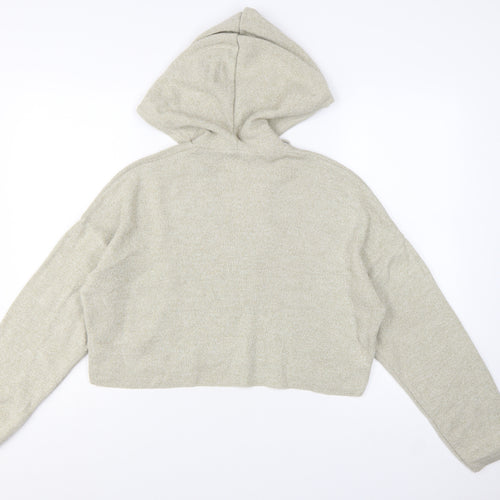 Nasty Gal Womens Beige Hooded Knit V-Neck Jumper Size S