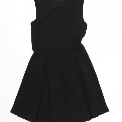 Inside Women Black Size S Beaded Fit & Flare Sleeveless Dress