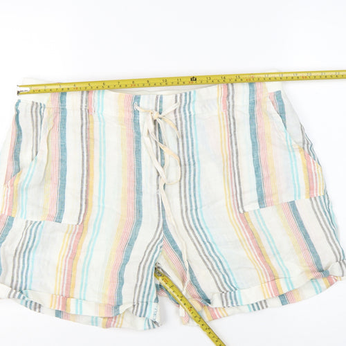 Marks and Spencer Women’s Multicoloured Linen Striped Casual Shorts Size 16