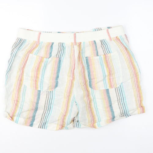 Marks and Spencer Women’s Multicoloured Linen Striped Casual Shorts Size 16