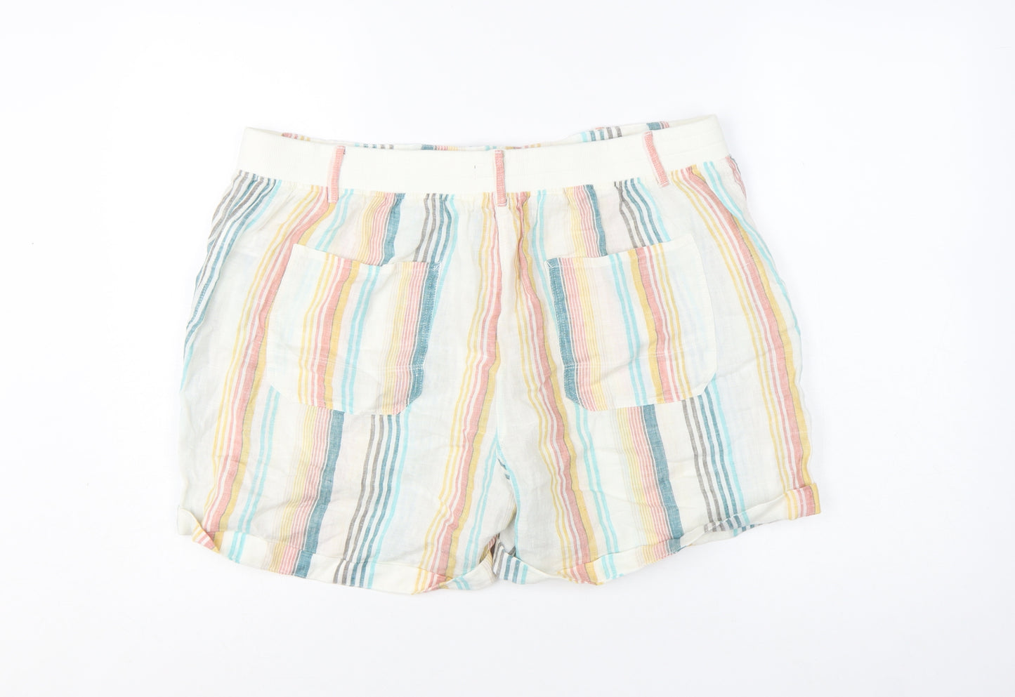 Marks and Spencer Women’s Multicoloured Linen Striped Casual Shorts Size 16