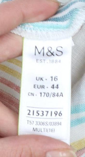 Marks and Spencer Women’s Multicoloured Linen Striped Casual Shorts Size 16