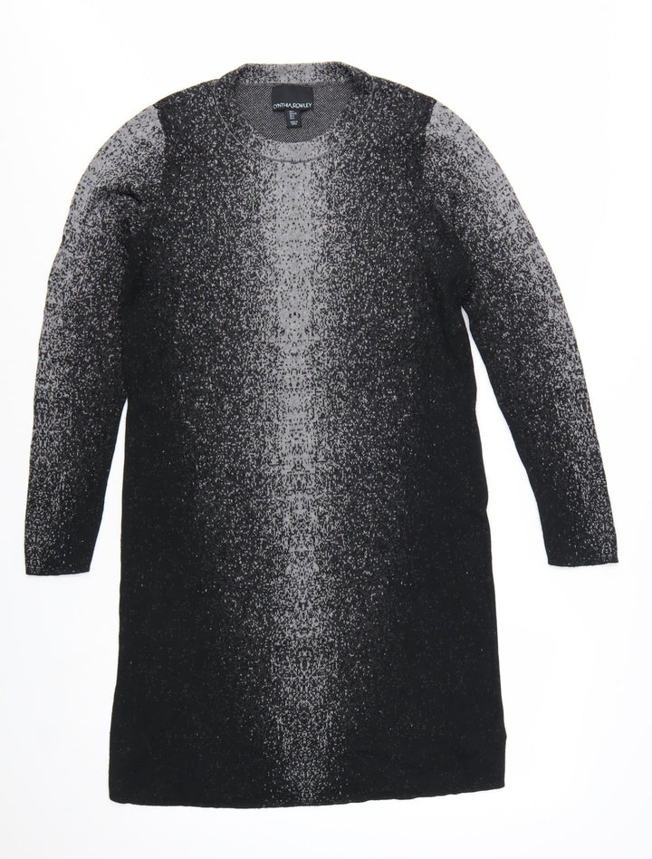 Cynthia Rowley Women’s Black Knit Shift Dress Size L Long Sleeve