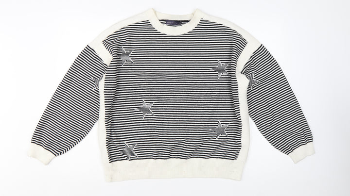 Marks and Spencer Women's Black Striped Star Knit Jumper Size XL