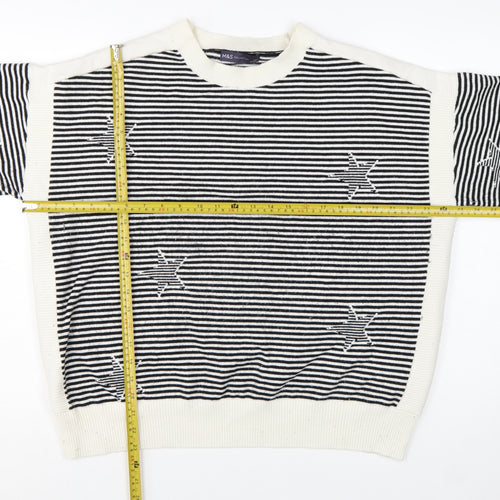 Marks and Spencer Women's Black Striped Star Knit Jumper Size XL