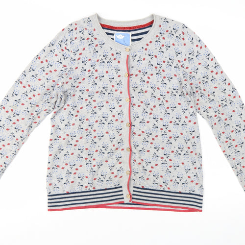 Mantaray Women’s Grey Floral Cotton Cardigan Size 12