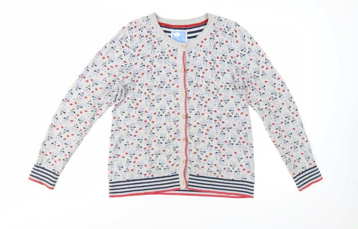 Mantaray Women’s Grey Floral Cotton Cardigan Size 12
