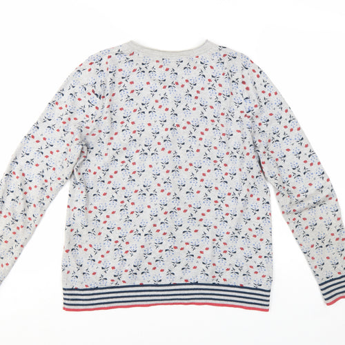 Mantaray Women’s Grey Floral Cotton Cardigan Size 12