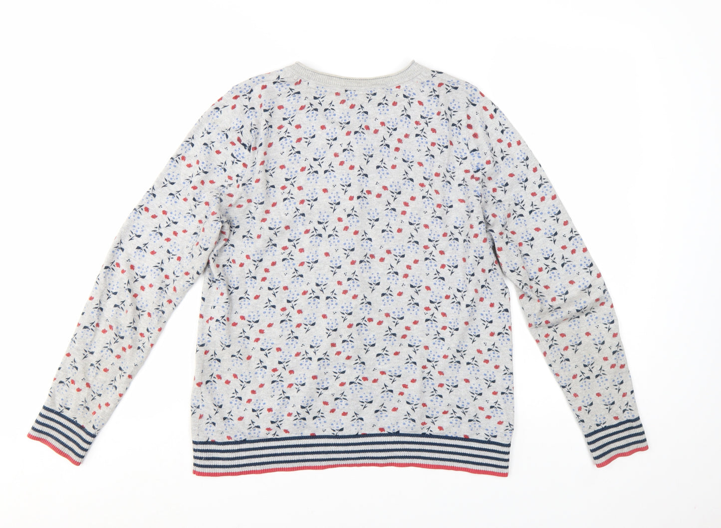 Mantaray Women’s Grey Floral Cotton Cardigan Size 12