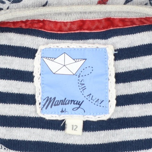 Mantaray Women’s Grey Floral Cotton Cardigan Size 12