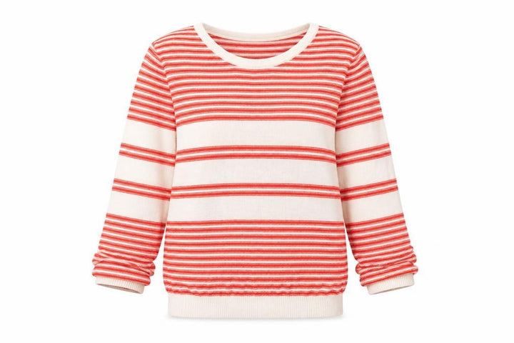 Topshop Women Red White Striped Cotton Pullover Jumper UK 12