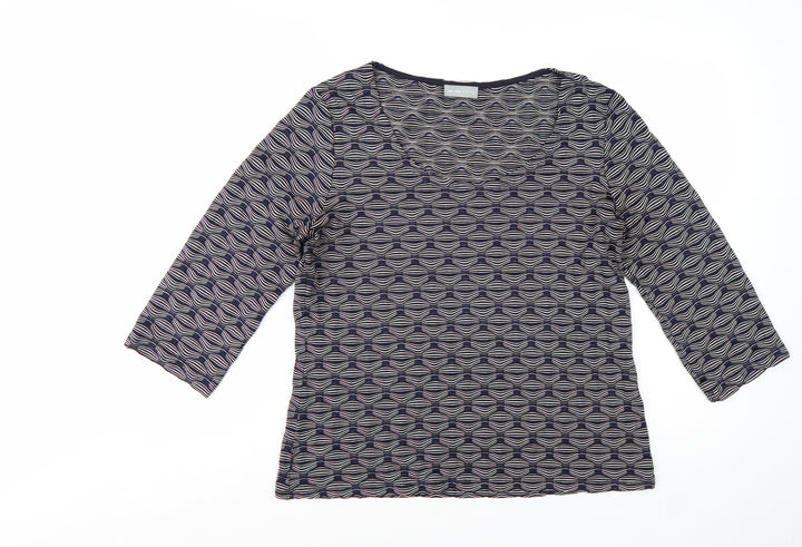 Marks and Spencer Women’s Blue Geometric Jersey Top Size 16