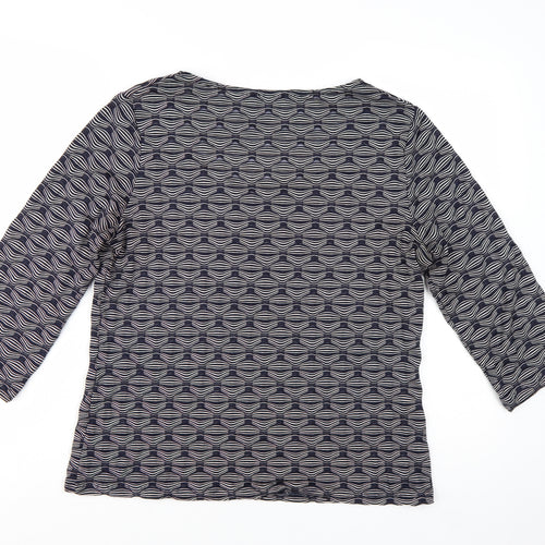 Marks and Spencer Women’s Blue Geometric Jersey Top Size 16