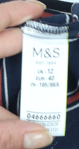 Marks and Spencer Women’s Blue Striped Kimono Blouse Size 12